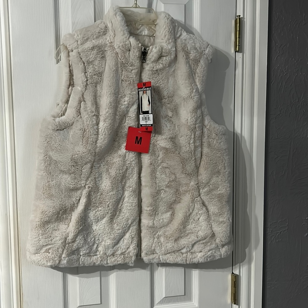 Ivory faux fur vest